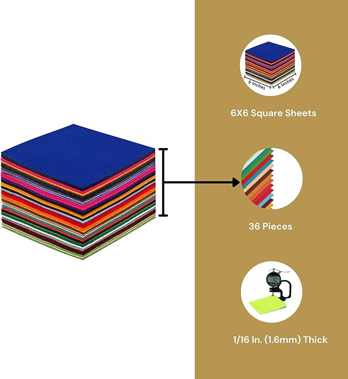 Acrylic Felt Sheets | 6" x 6" Multi-Colors for crafting projects