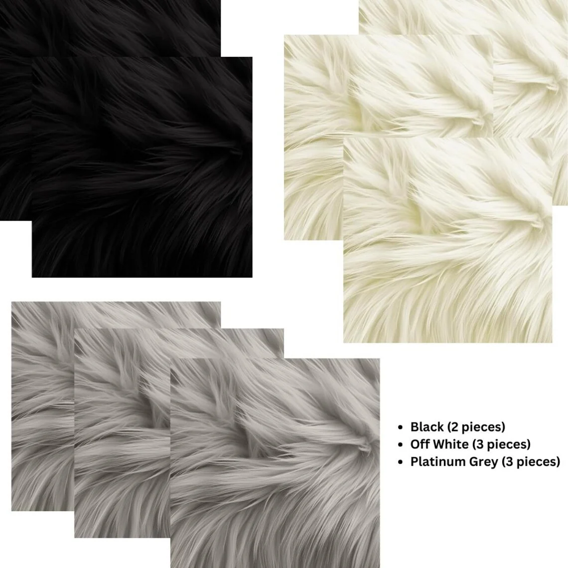 Faux Fur craft patches 10X10 Inch Shaggy DIY Patches 8 Pack - Image 3