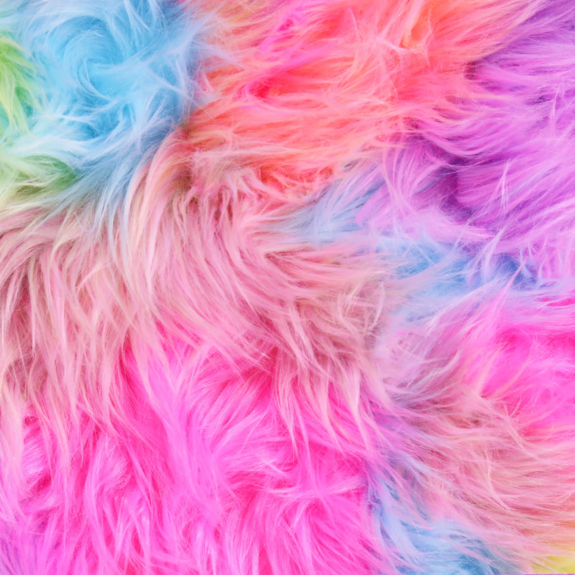 Faux Fur Fabric | Rainbow Pastel Patch