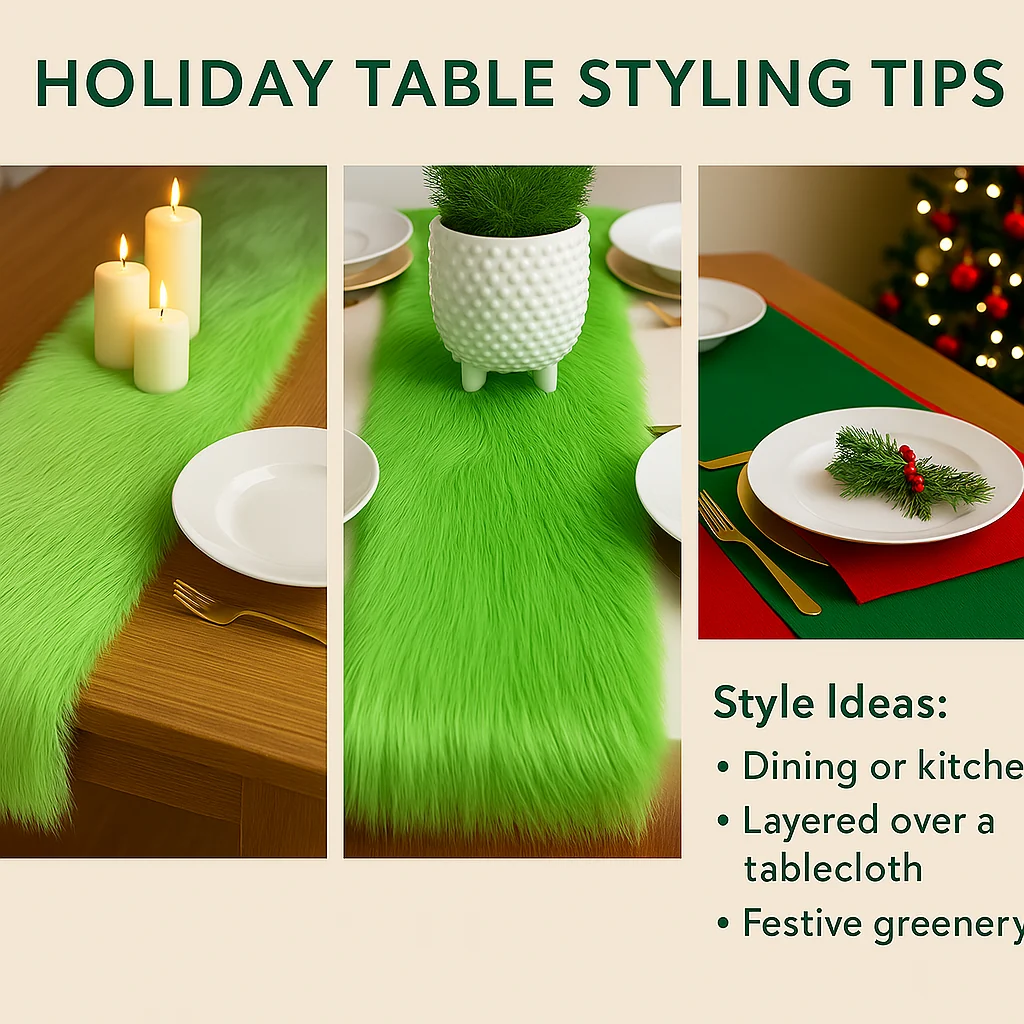 Faux Fur Table Runners – Elegant Decor for Every Occasion - Black - Image 2