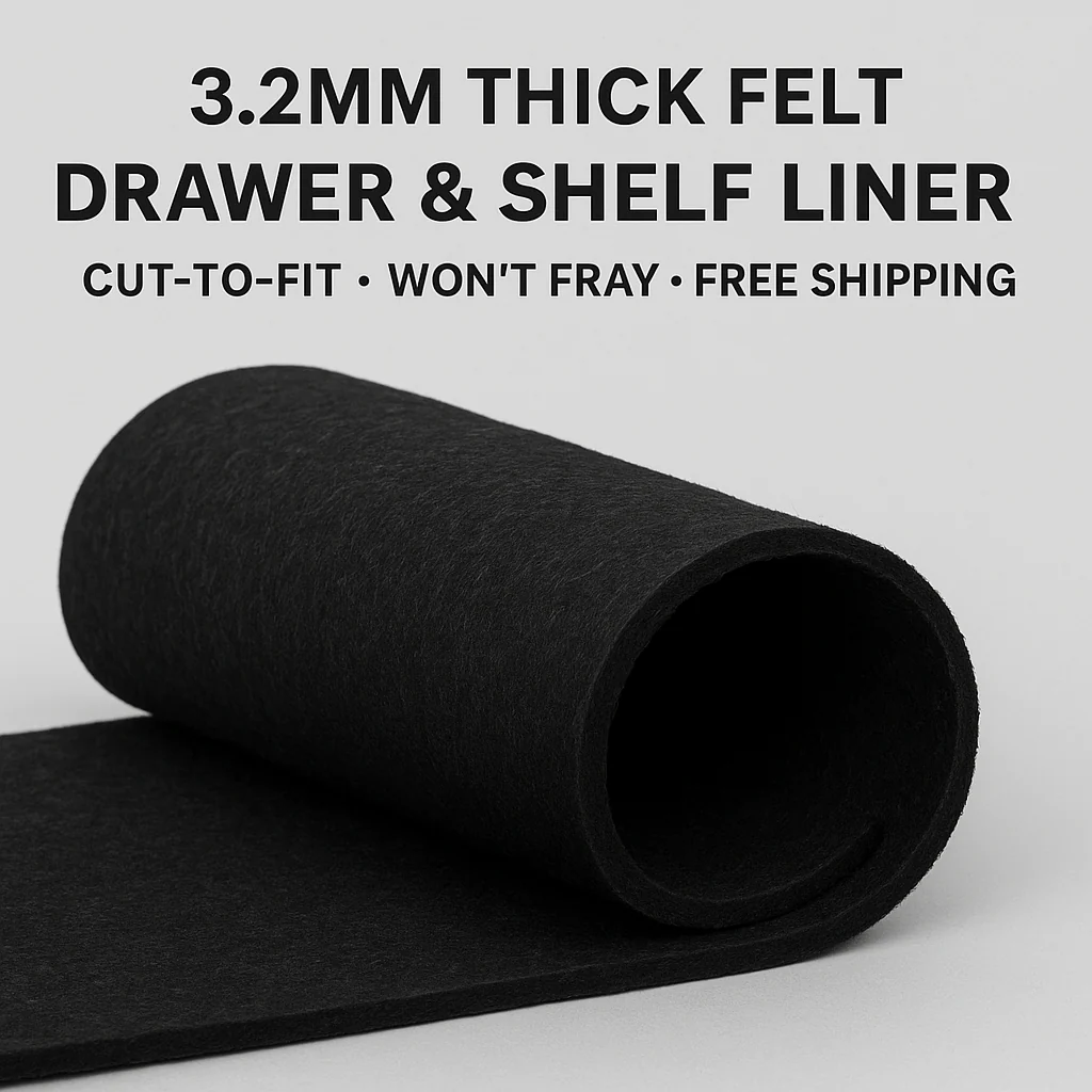Kitchen Drawer Liners 4-Pack 3.2mm Felt Cut-to-Fit Non Slip