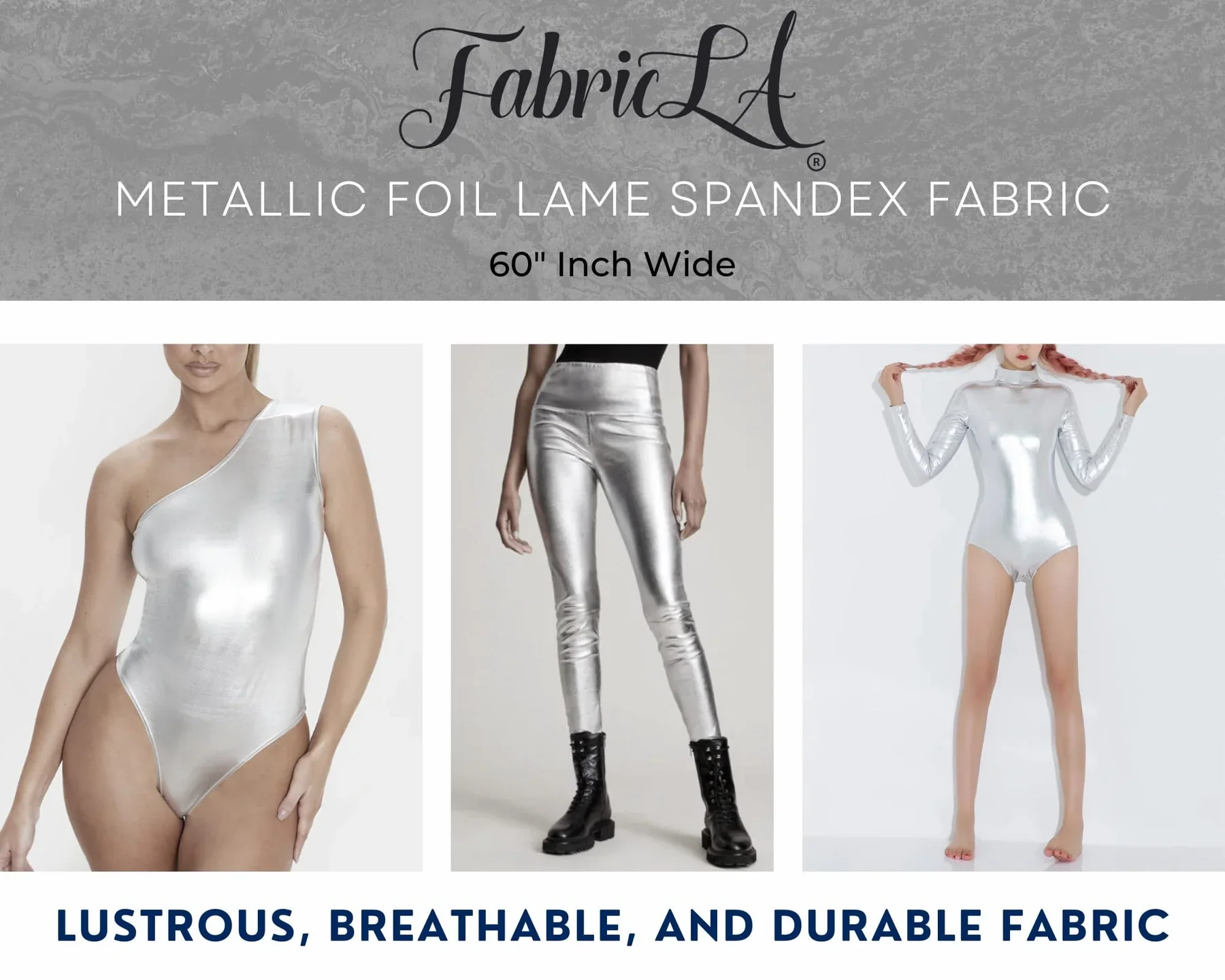 Nylon Spandex Fabric – 4-Way Stretch | Silver Iridescent - Image 5