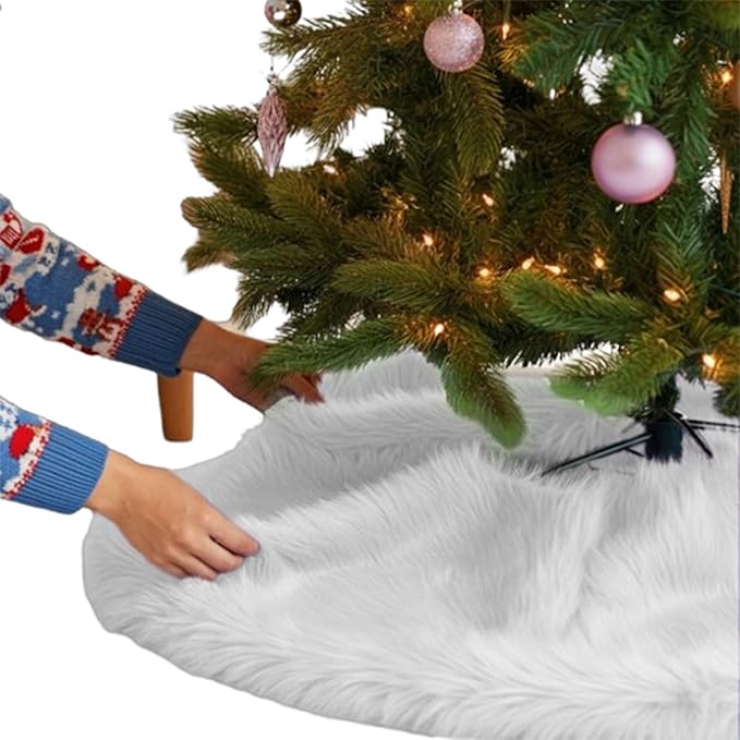 Premium Faux Fur Christmas Tree Skirt - 30" | Holiday Decorations - Image 29